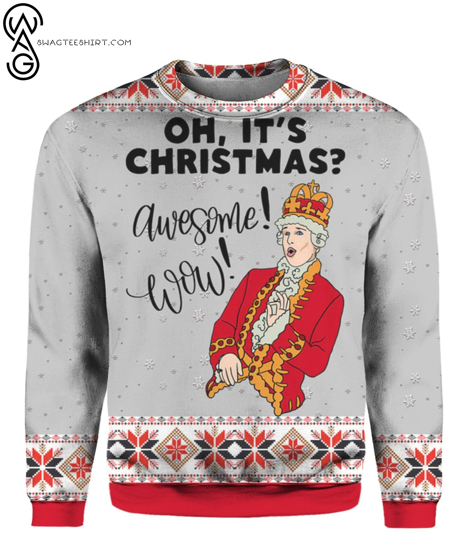 Hamilton King George Musical Oh Its Christmas Awesome Wow Full Print Ugly Christmas Sweater