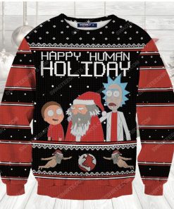Happy human holiday rick and morty ugly christmas sweater