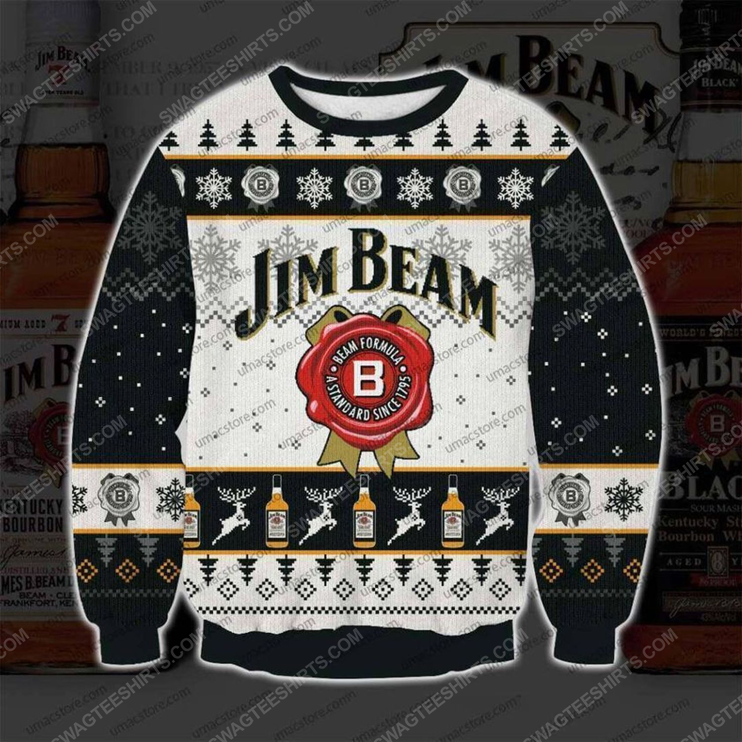 Jim beam bourbon whiskey ugly christmas sweater
