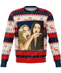 Karen vs table cat meme all over print ugly christmas sweater