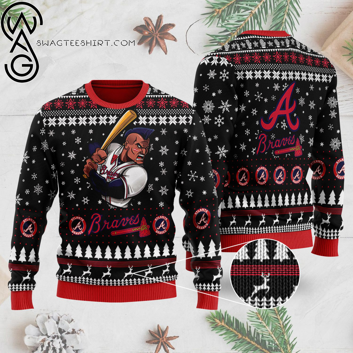 Major League Baseball Atlanta Braves Full Print Ugly Christmas Sweater