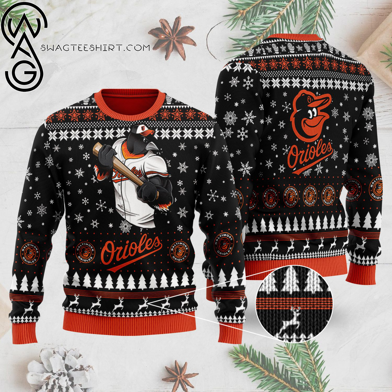 Major League Baseball Baltimore Orioles Full Print Ugly Christmas Sweater