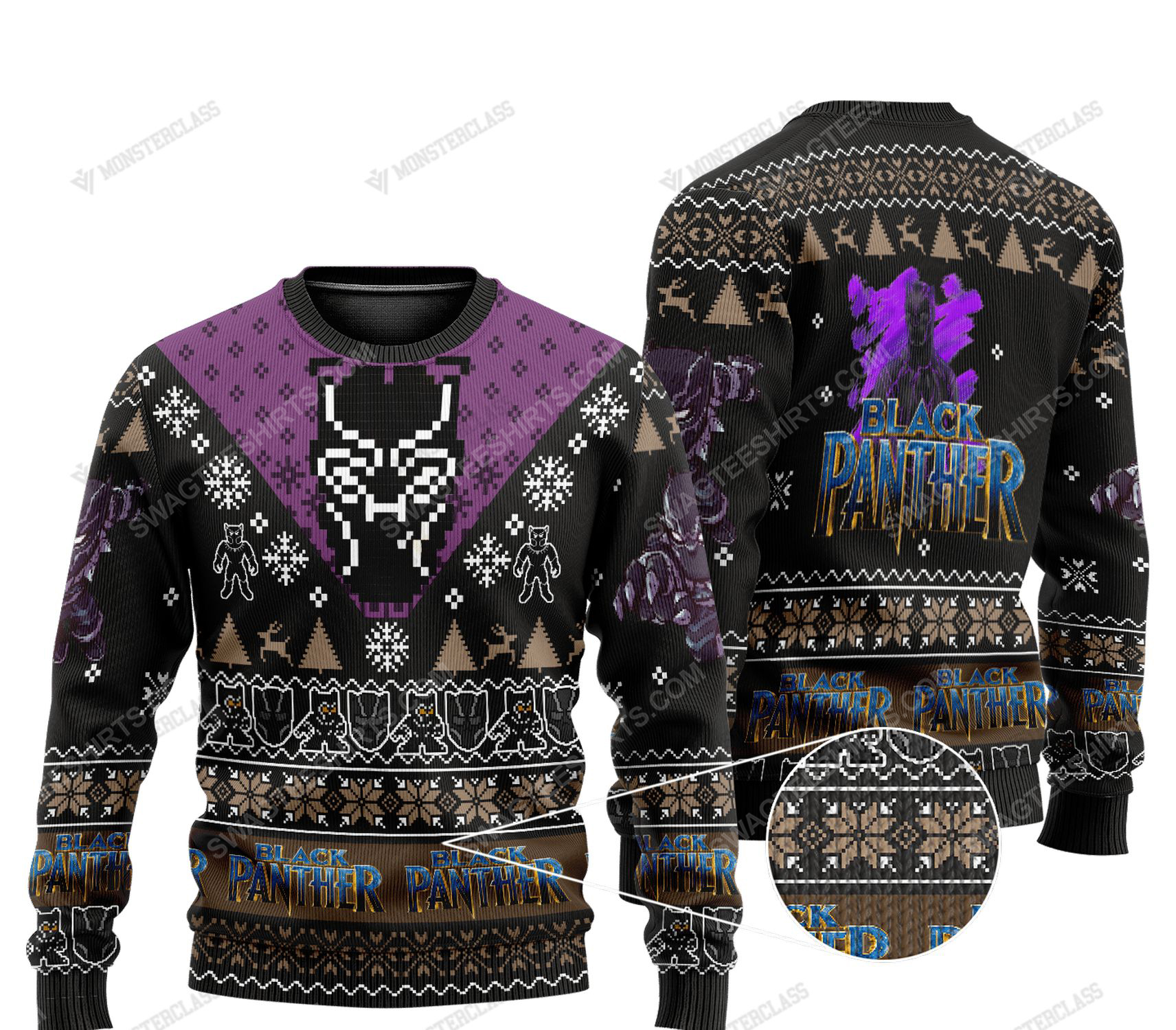 Marvel black panther all over print ugly christmas sweater