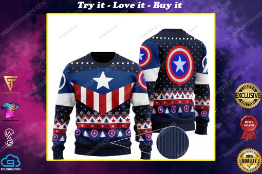 Marvel studios' captain america all over print ugly christmas sweater
