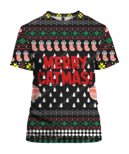 Merry catmas all over print ugly christmas sweater