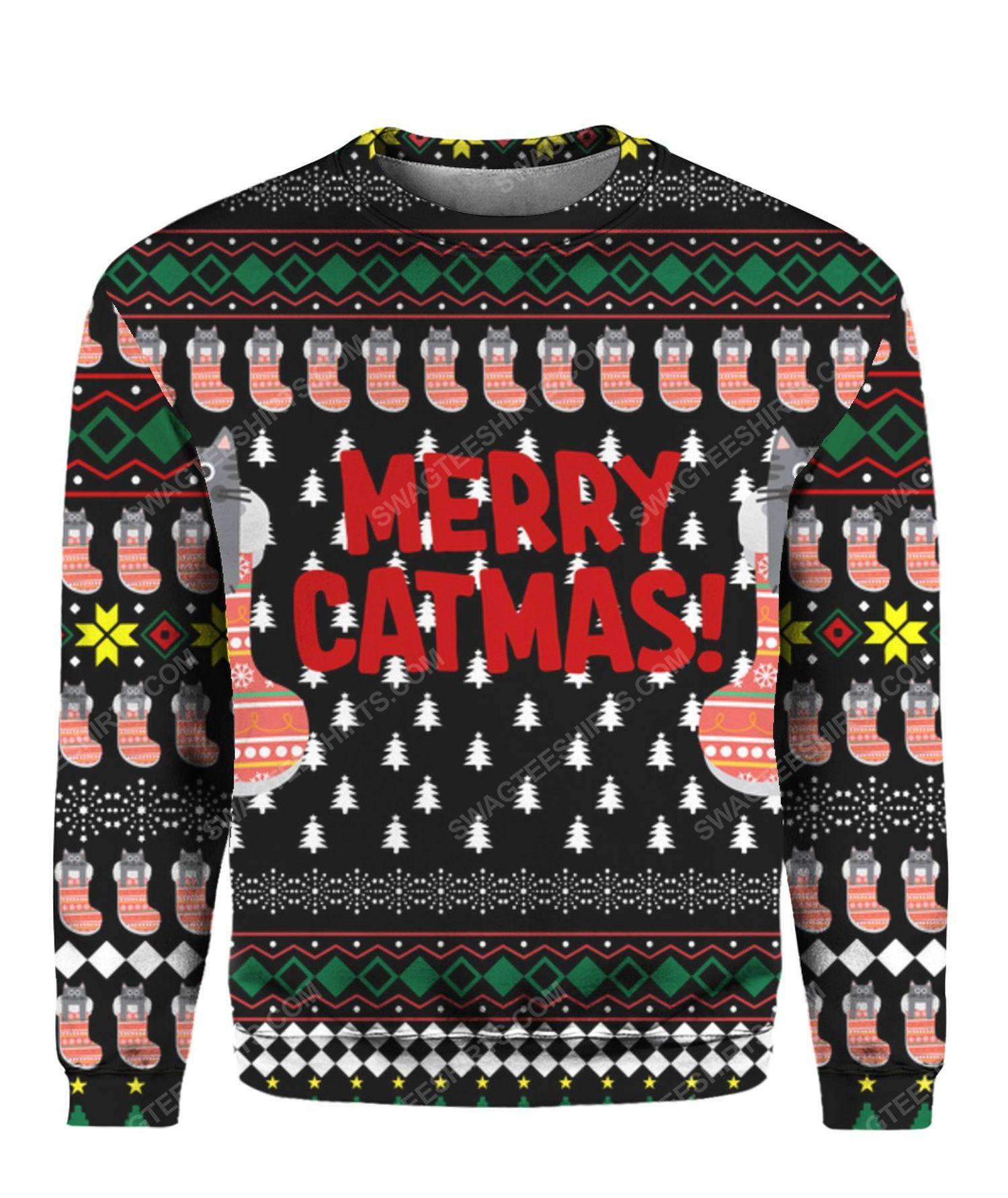 Merry catmas all over print ugly christmas sweater