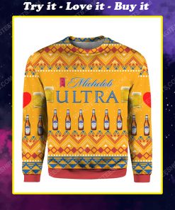 Michelob ultra beer bottles all over print ugly christmas sweater