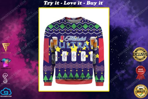 Michelob ultra beer for holiday all over print ugly christmas sweater
