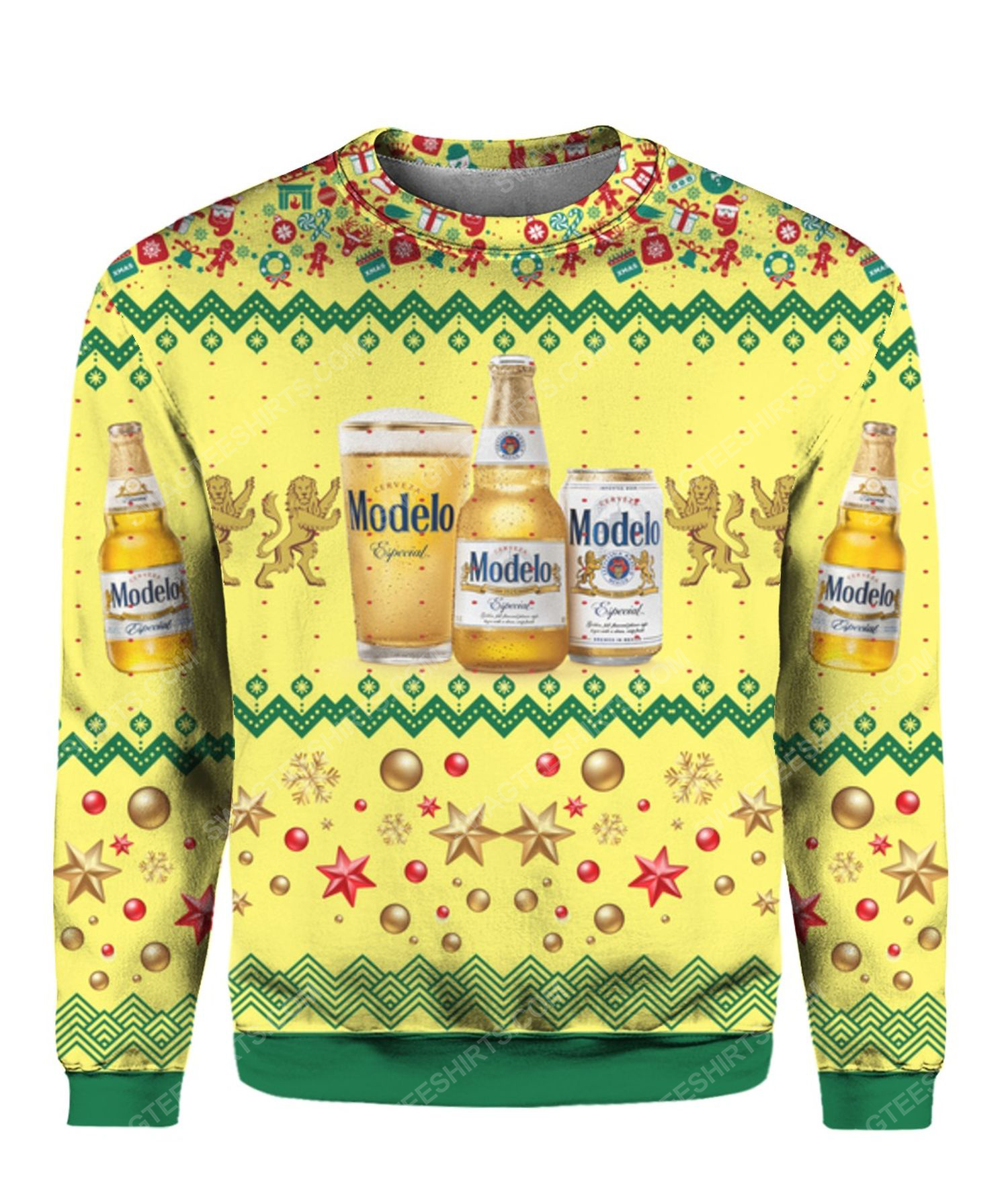 Modelo especial beer bottles all over print ugly christmas sweater