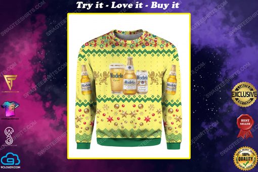 Modelo especial beer bottles all over print ugly christmas sweater