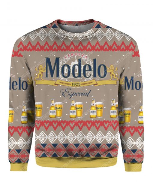 Modelo especial beer for holiday all over print ugly christmas sweater