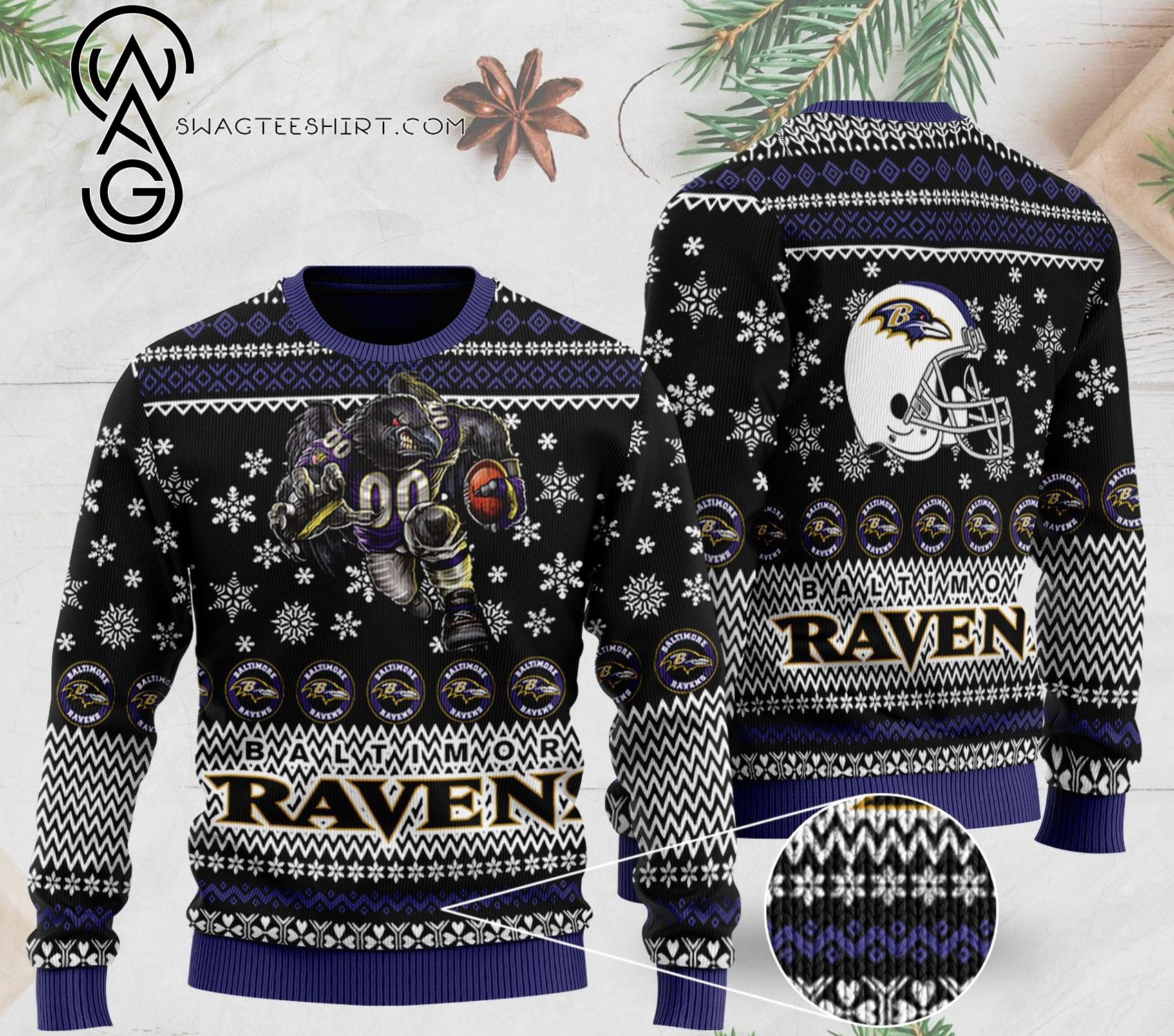 National Football League Baltimore Ravens Full Print Ugly Christmas Sweater