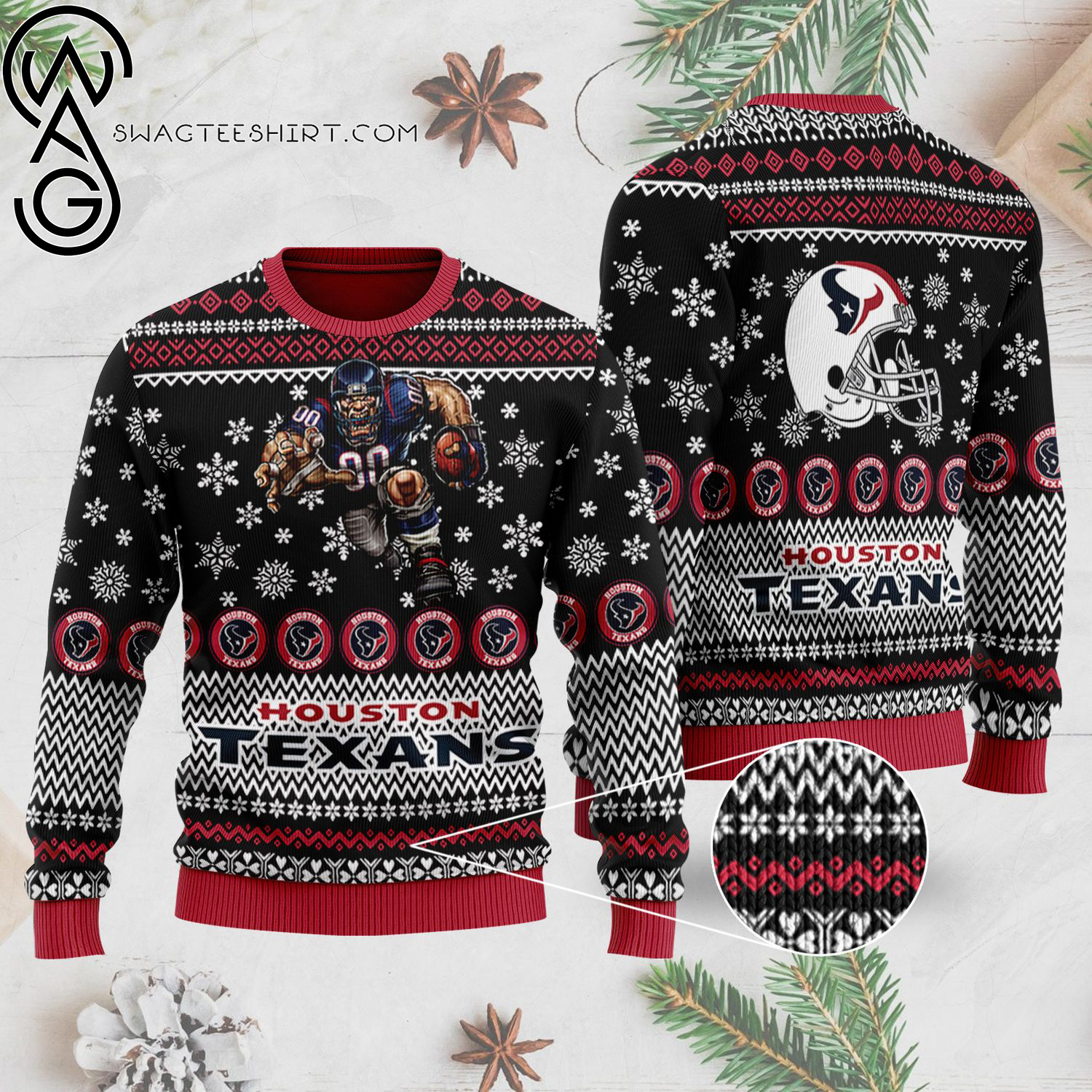 National Football League Houston Texans Full Print Ugly Christmas Sweater
