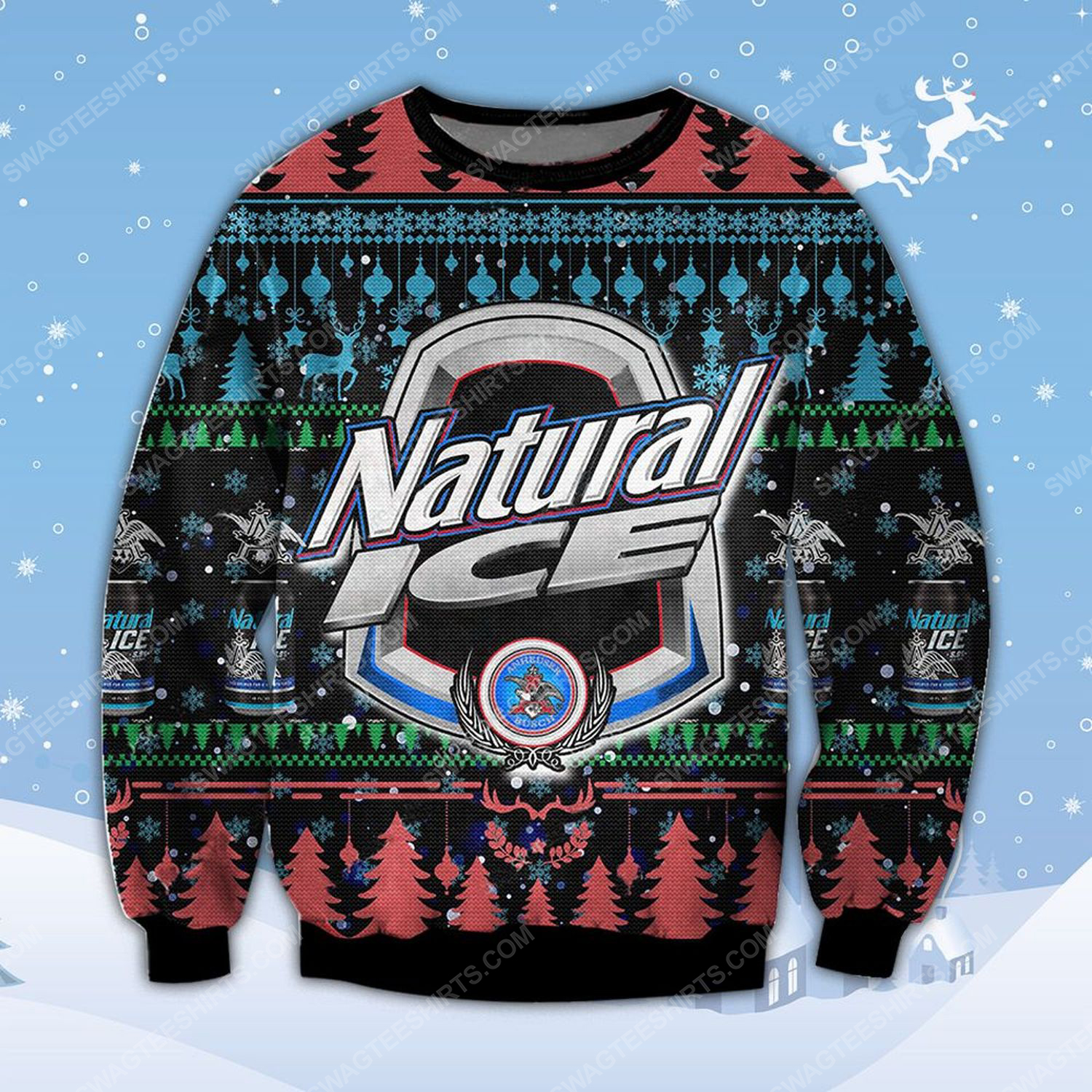 Natural ice beer ugly christmas sweater