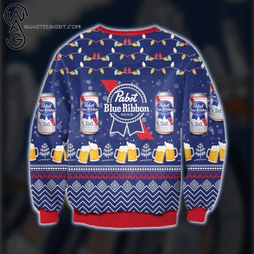 Pabst Blue Ribbon Beer Full Print Ugly Christmas Sweater