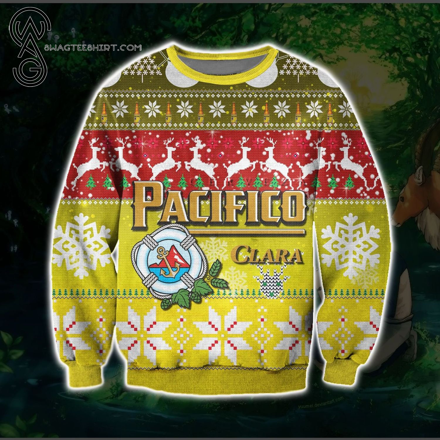 Pacifico Clara Beer Full Print Ugly Christmas Sweater