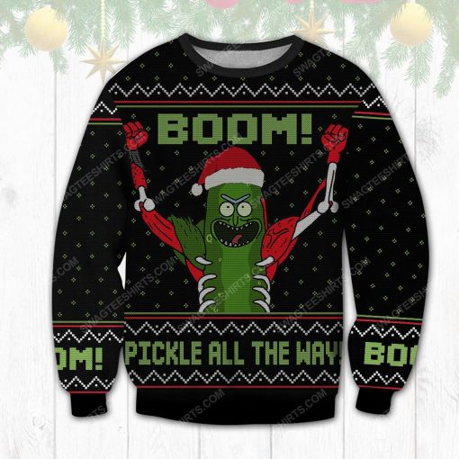 Pickle all the way rick and morty ugly christmas sweater 1