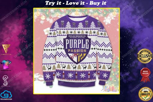 Purple passion duclaw brewing ugly christmas sweater