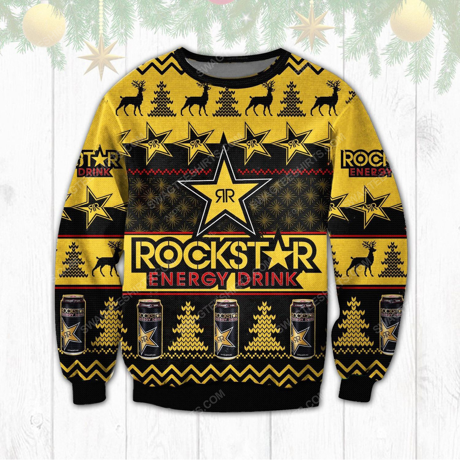 Rockstar energy drink ugly christmas sweater