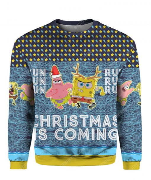Spongebob squarepants christmas is coming all over print ugly christmas sweater