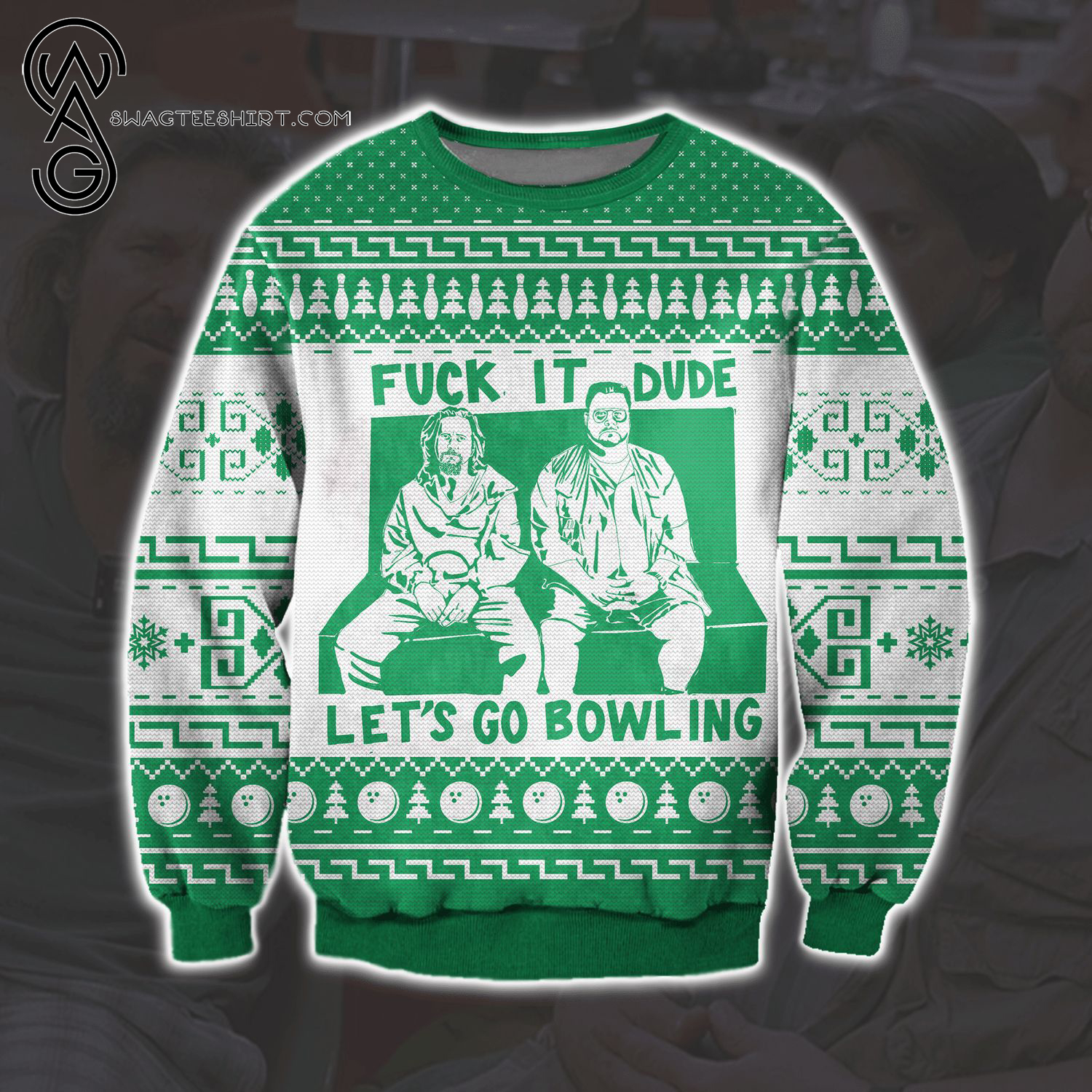 The Big Lebowski Fuck It Dude Let's Go Bowling Ugly Christmas Sweater
