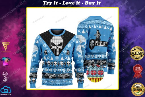 The punisher marvel comics all over print ugly christmas sweater
