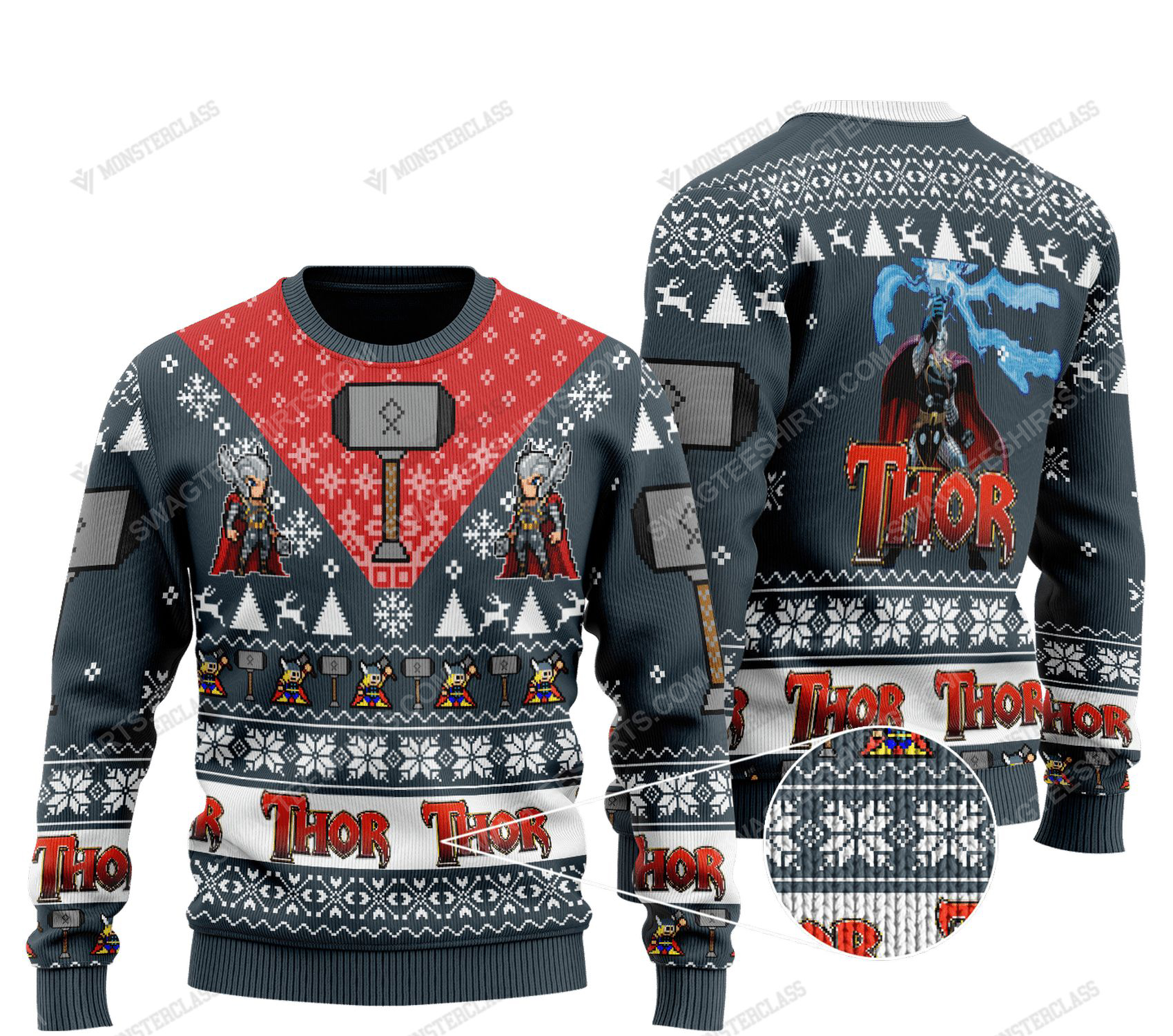 Thor marvel comics all over print ugly christmas sweater