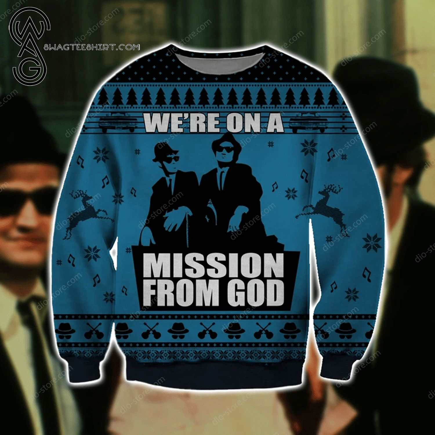 We're On A Mission From God The Blues Brothers Ugly Christmas Sweater