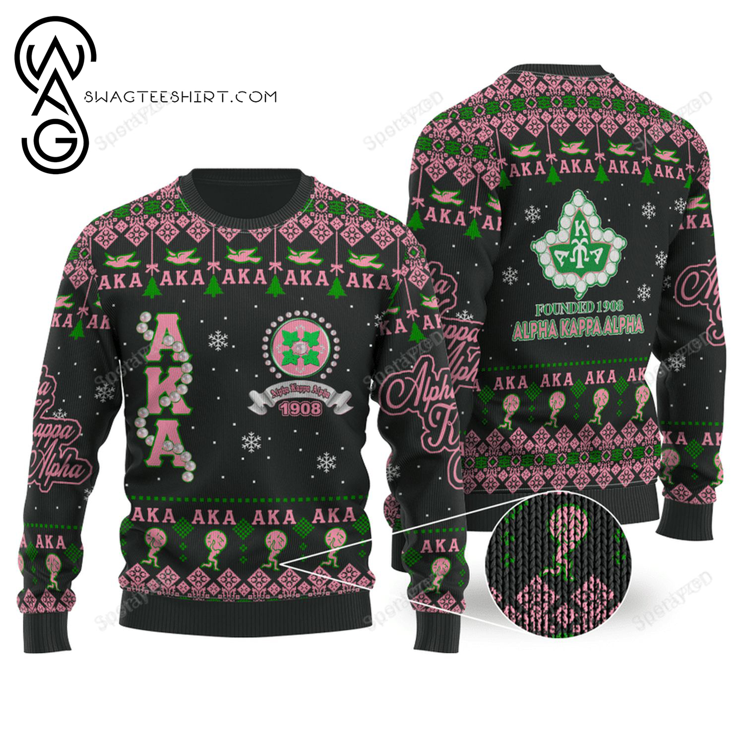 Alpha Kappa Alpha Full Print Ugly Christmas Sweater