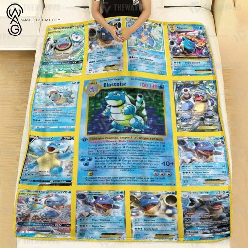 Anime Pokemon Blastoise Cards Full Printing Blanket