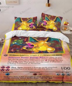Anime Pokemon Charizard Card Full Print Bedding Set