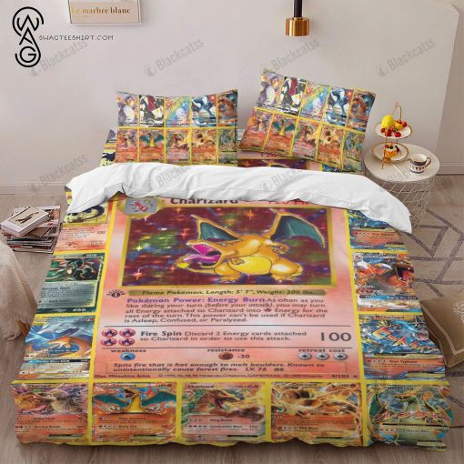 Anime Pokemon Charizard Cards Full Print Bedding Set