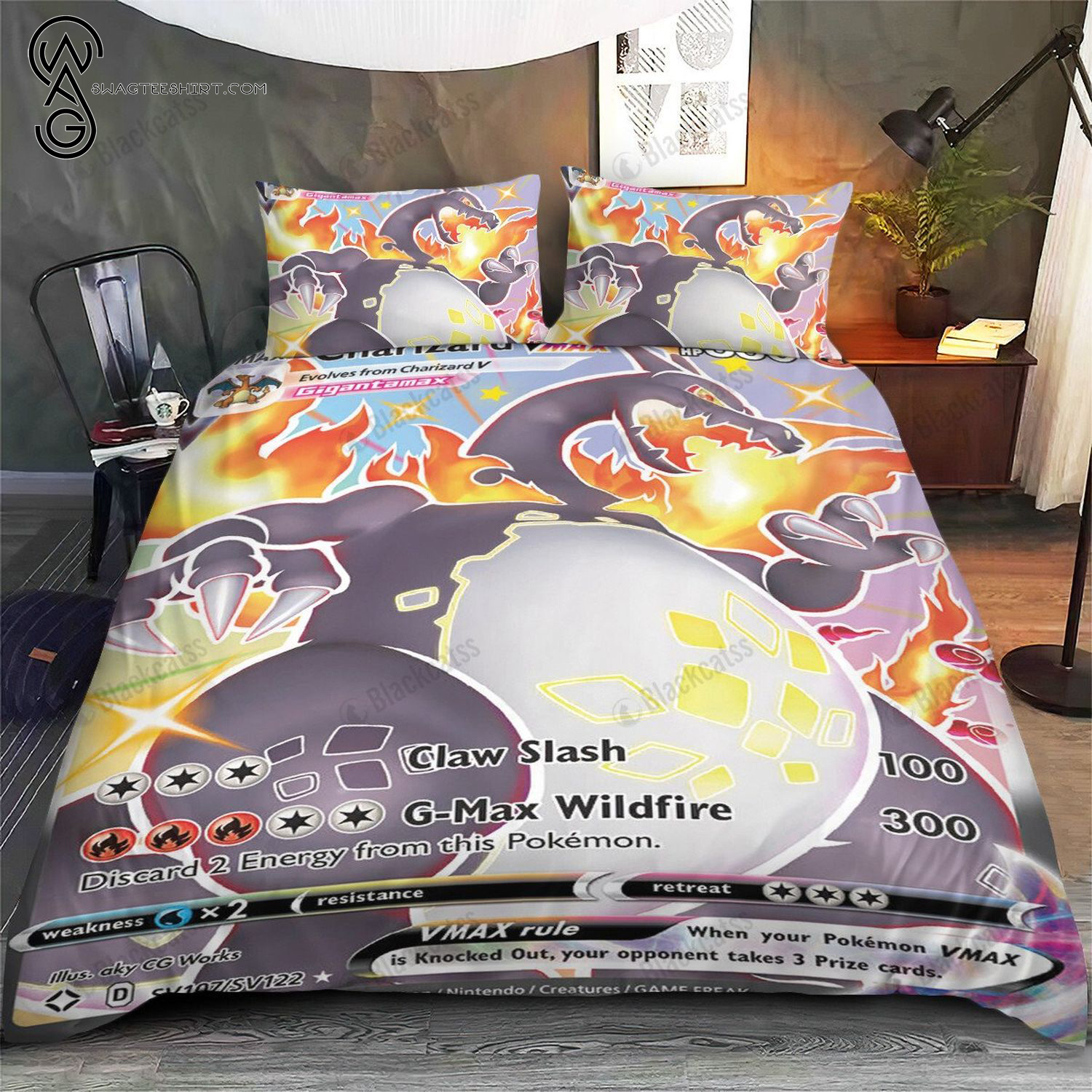 Anime Pokemon Charizard Full Print Bedding Set