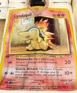 Anime Pokemon Cyndaquil 1st Edition Fireworks Full Printing Blanket