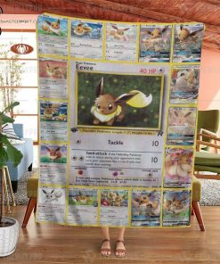 Anime Pokemon Eevee Cards Full Printing Blanket