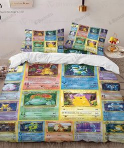 Anime Pokemon First Edition Cards Full Print Bedding Set