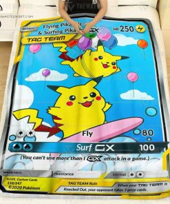 Anime Pokemon Flying And Surfing Pikachu Tag Team GX Full Printing Blanket