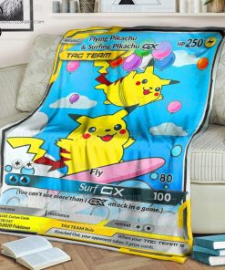 Anime Pokemon Flying And Surfing Pikachu Tag Team GX Full Printing Blanket