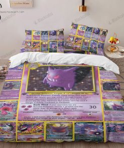 Anime Pokemon Gengar Cards Full Print Bedding Set