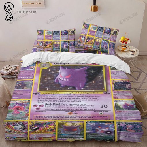 Anime Pokemon Gengar Cards Full Print Bedding Set