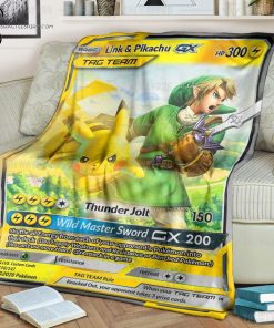 Anime Pokemon Link And Pikachu Tag Team GX Full Printing Blanket