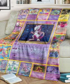 Anime Pokemon Mewtwo Cards Full Printing Blanket