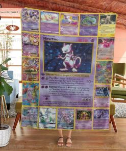 Anime Pokemon Mewtwo Cards Full Printing Blanket