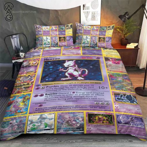 Anime Pokemon Mewtwo Full Print Bedding Set