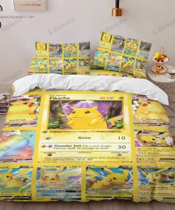 Anime Pokemon Pikachu Cards Full Print Bedding Set