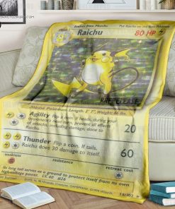 Anime Pokemon Raichu Card Full Printing Blanket