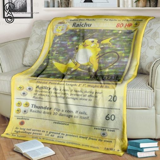 Anime Pokemon Raichu Card Full Printing Blanket