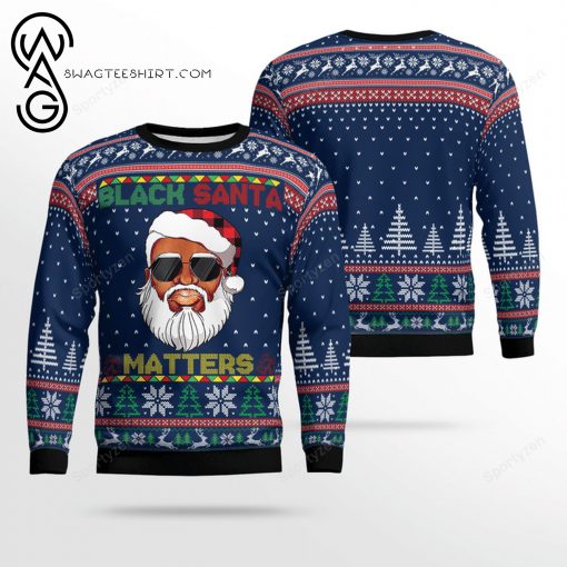 Black Santa Matters Full Print Ugly Christmas Sweater