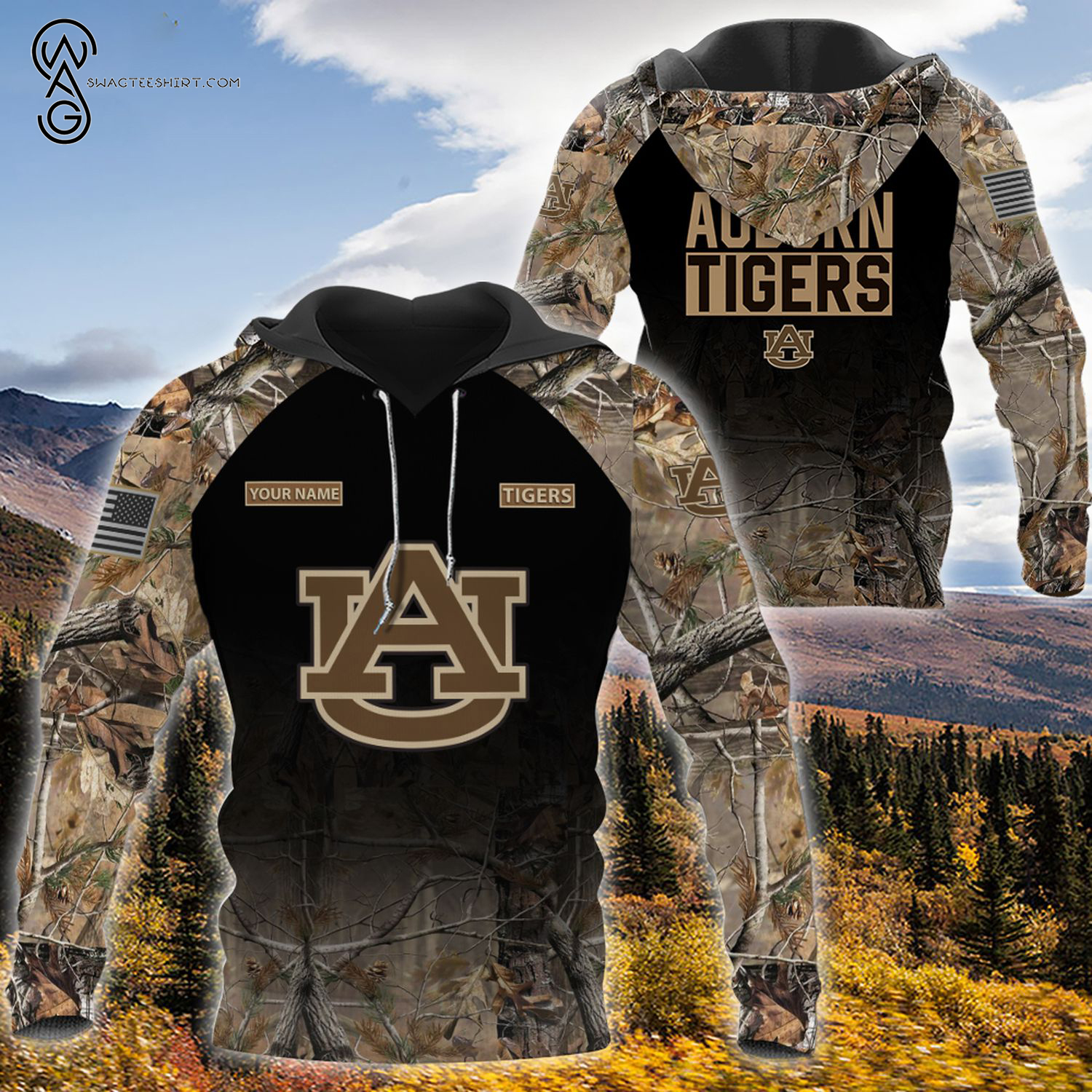 Custom Hunting Camo Auburn Tigers Football Shirt