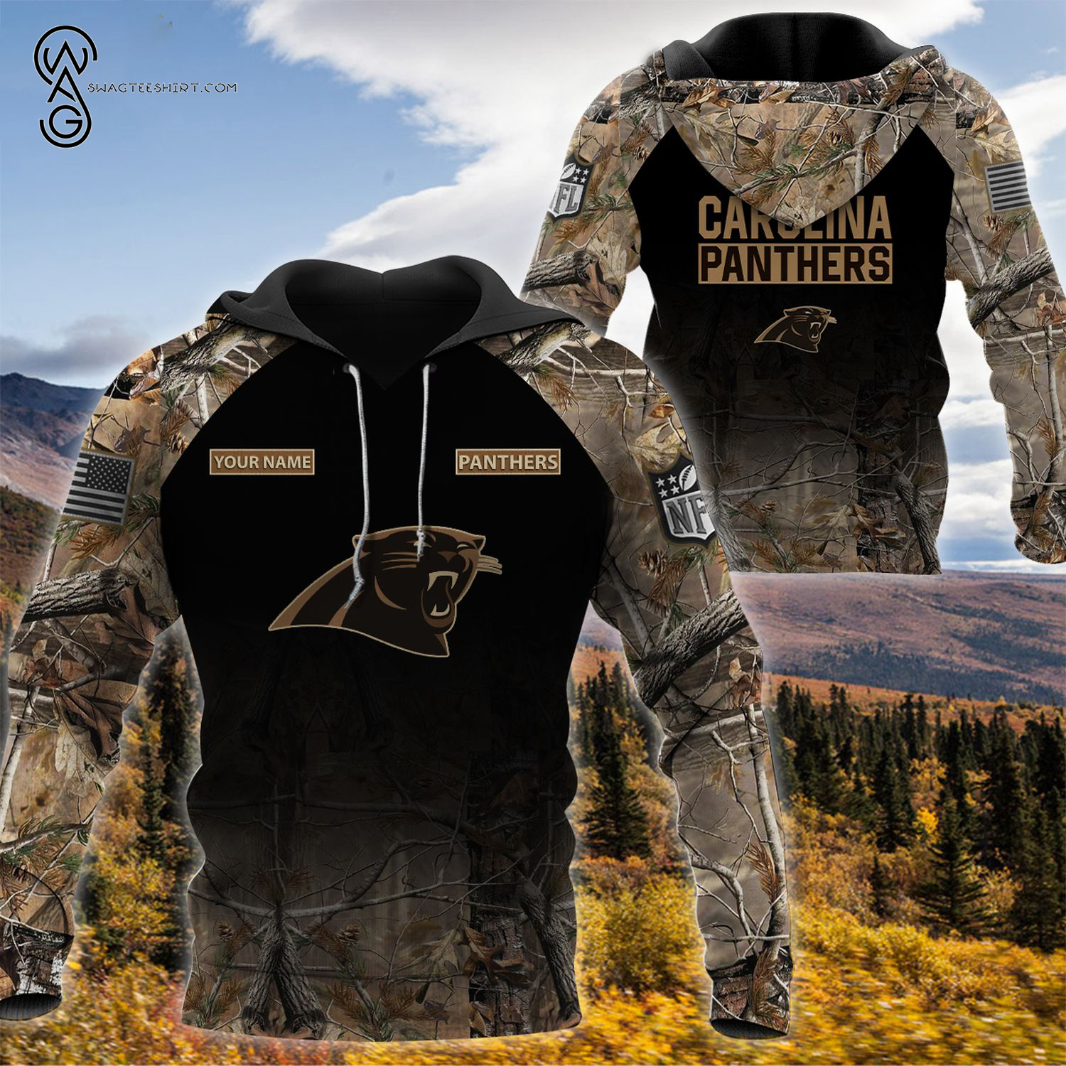 Custom Hunting Camo NFL Carolina Panthers Shirt